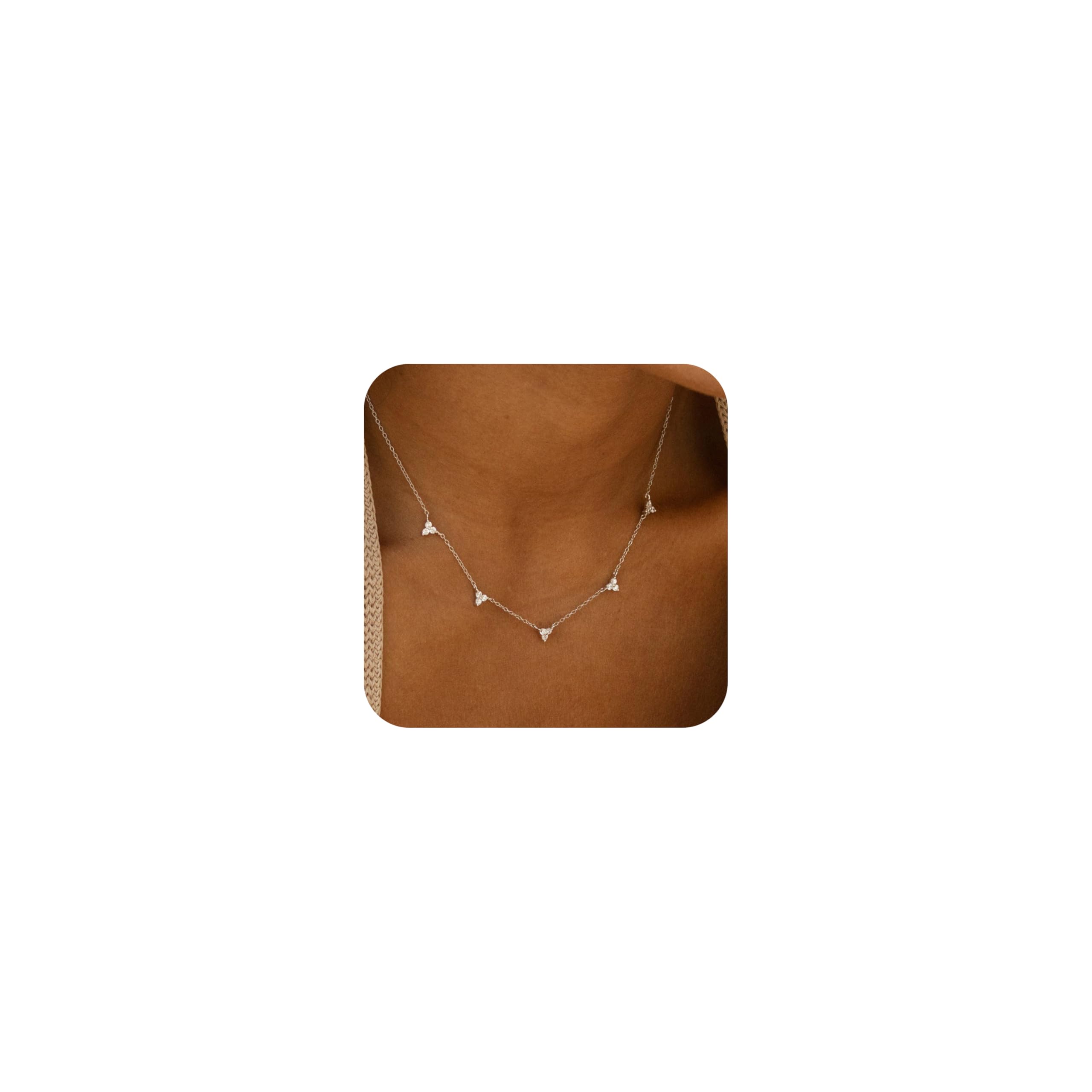Collier ras du cou délicat à pampilles en zircon cubique – Choker superposable or et argent pour femme
