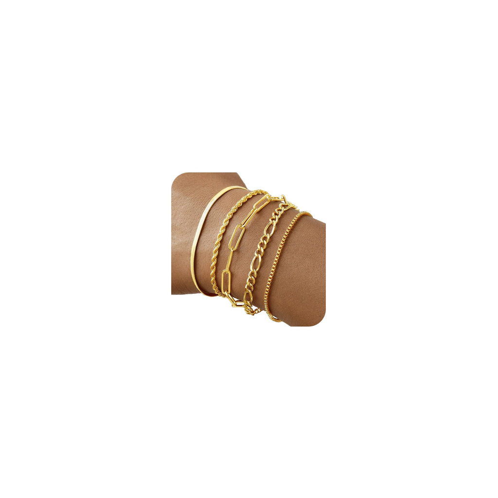 Lot de bracelets empilables plaqués or 14 carats – Bijoux superposés résistants à l'eau