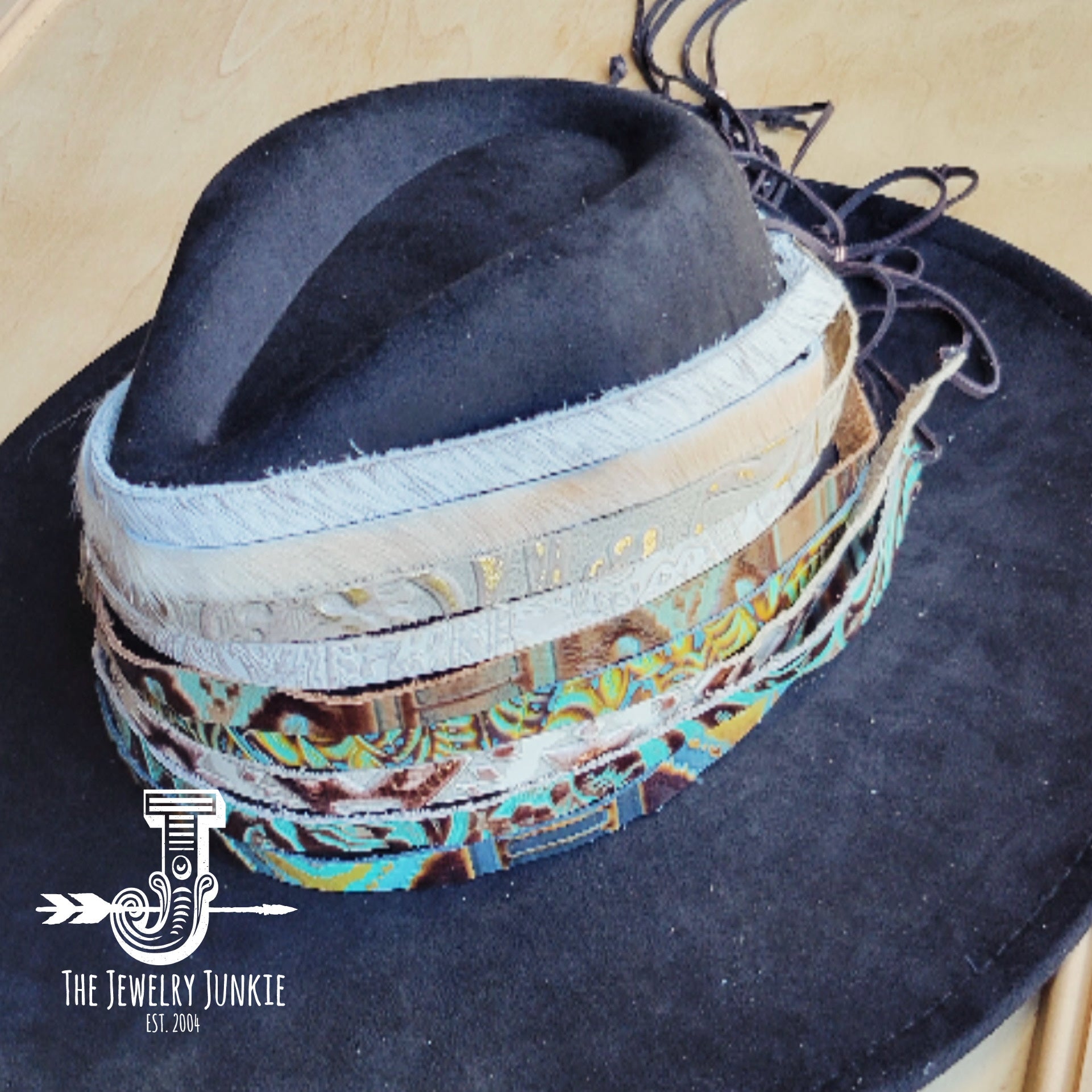 **Mixed Metallic Leather Hat Band Only 984d