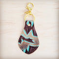 Embossed Leather Key Chain -Turquoise Laredo 701t