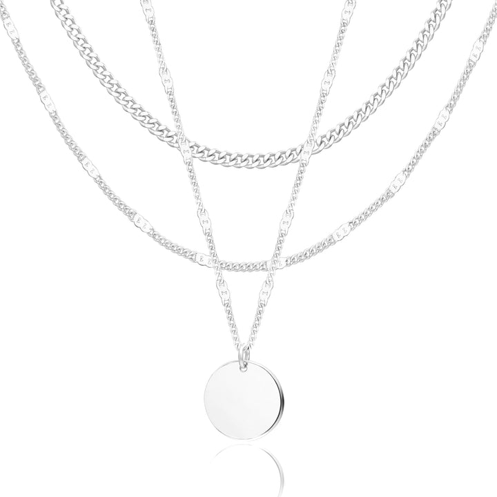 WomenGifts Layered Gold Necklaces for Women, 14K Gold Sterling Silver Plated Dainty Pendant Necklace Set Non Tarnish, Chunky Stackable Cuban Chain Choker, Trendy Personalized Birthstone Jewelry Gift for Mom