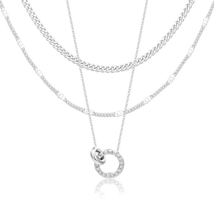 WomenGifts Layered Gold Necklaces for Women, 14K Gold Sterling Silver Plated Dainty Pendant Necklace Set Non Tarnish, Chunky Stackable Cuban Chain Choker, Trendy Personalized Birthstone Jewelry Gift for Mom