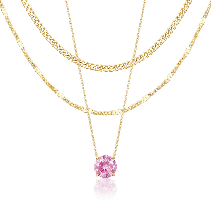 WomenGifts Layered Gold Necklaces for Women, 14K Gold Sterling Silver Plated Dainty Pendant Necklace Set Non Tarnish, Chunky Stackable Cuban Chain Choker, Trendy Personalized Birthstone Jewelry Gift for Mom
