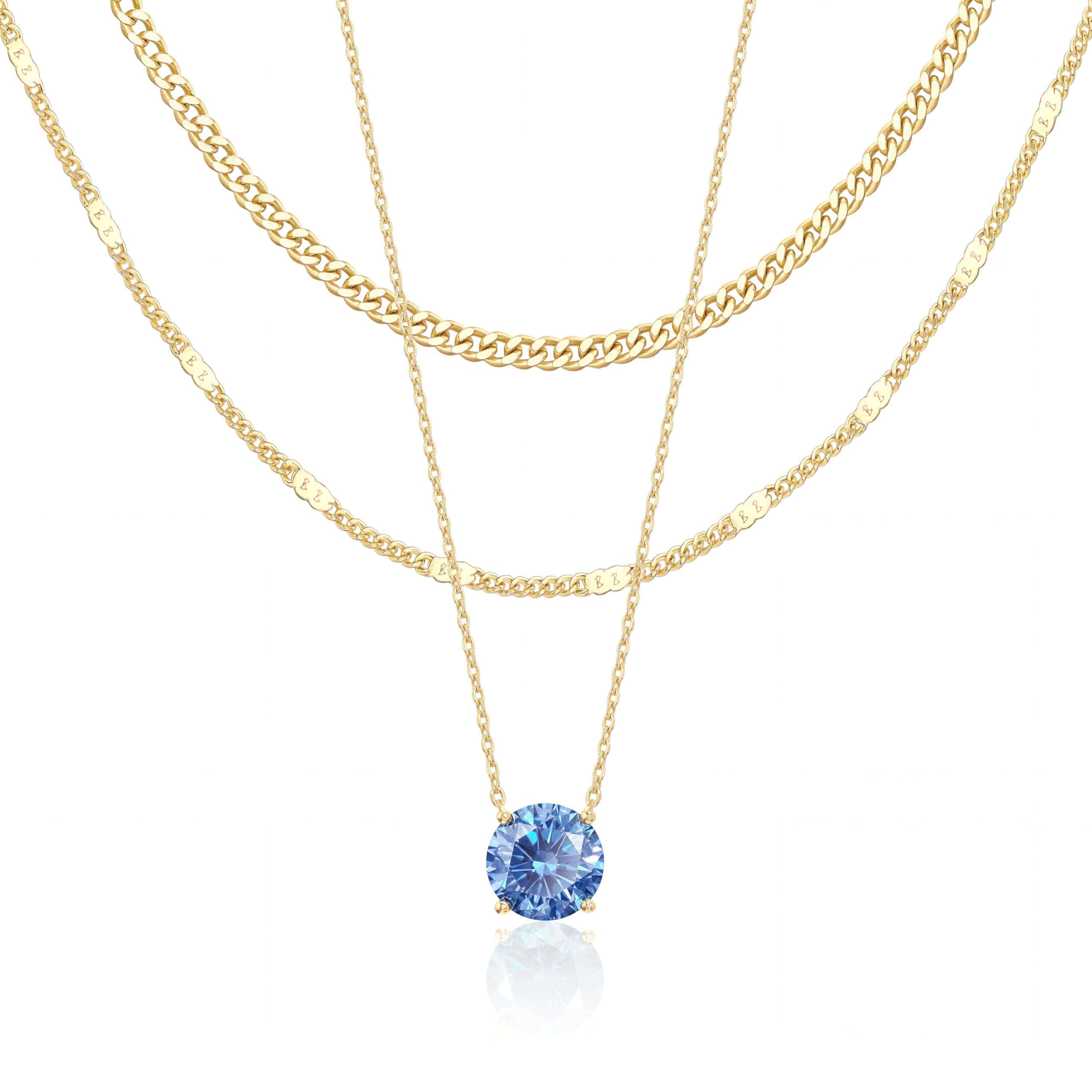 Lot de colliers en plaqué or 14 carats – Bijoux à pendentifs superposables qui ne ternissent pas