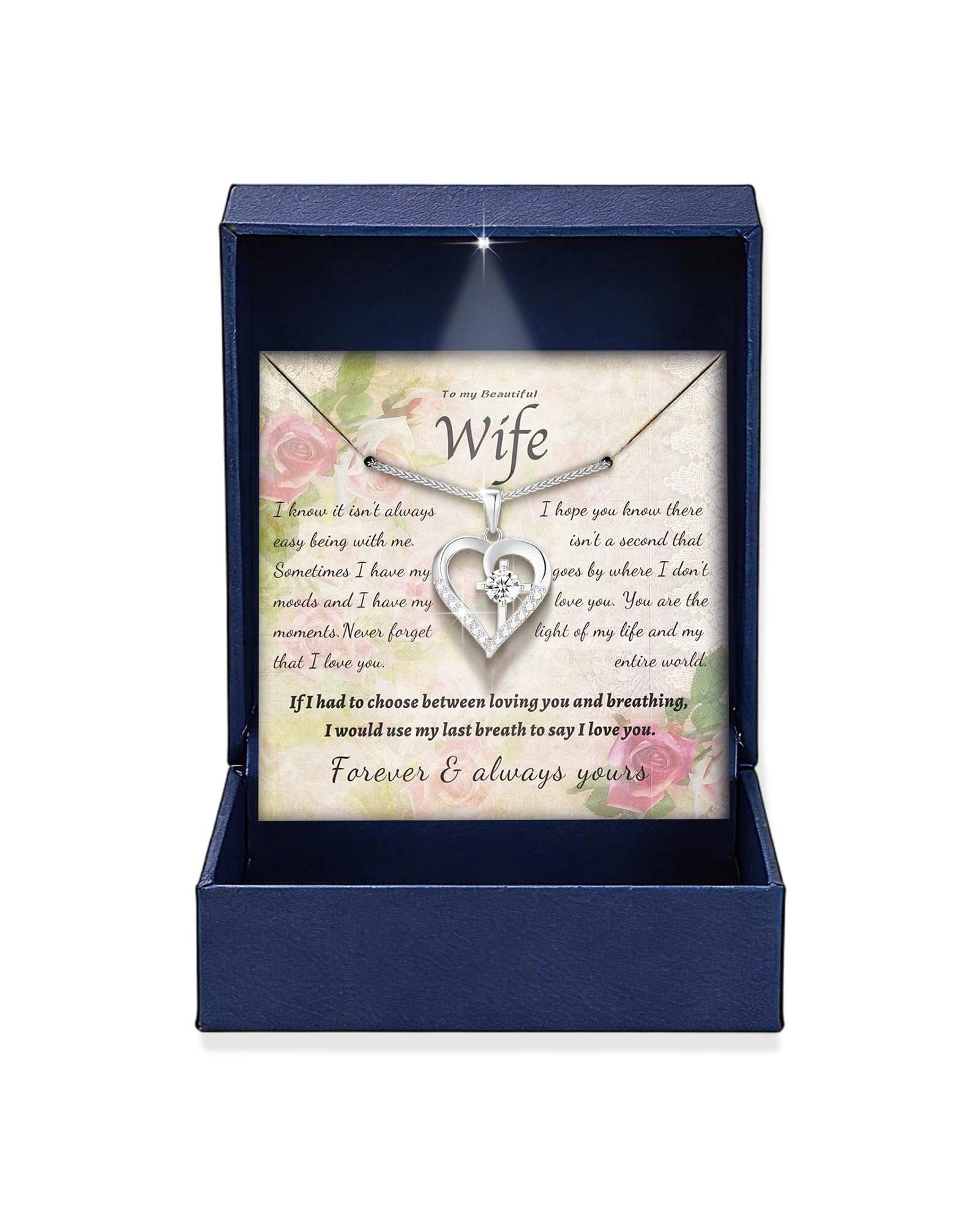 Moissanite Cross Necklace for Women in Light-Up Gift Box