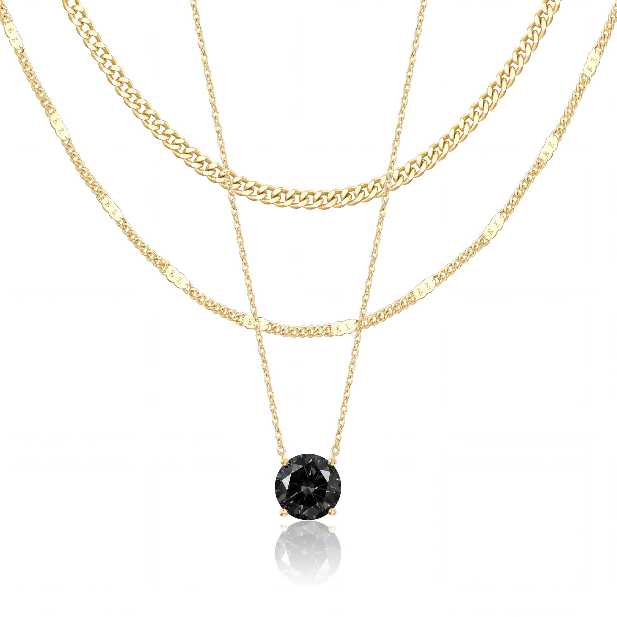 Lot de colliers en plaqué or 14 carats – Bijoux à pendentifs superposables qui ne ternissent pas