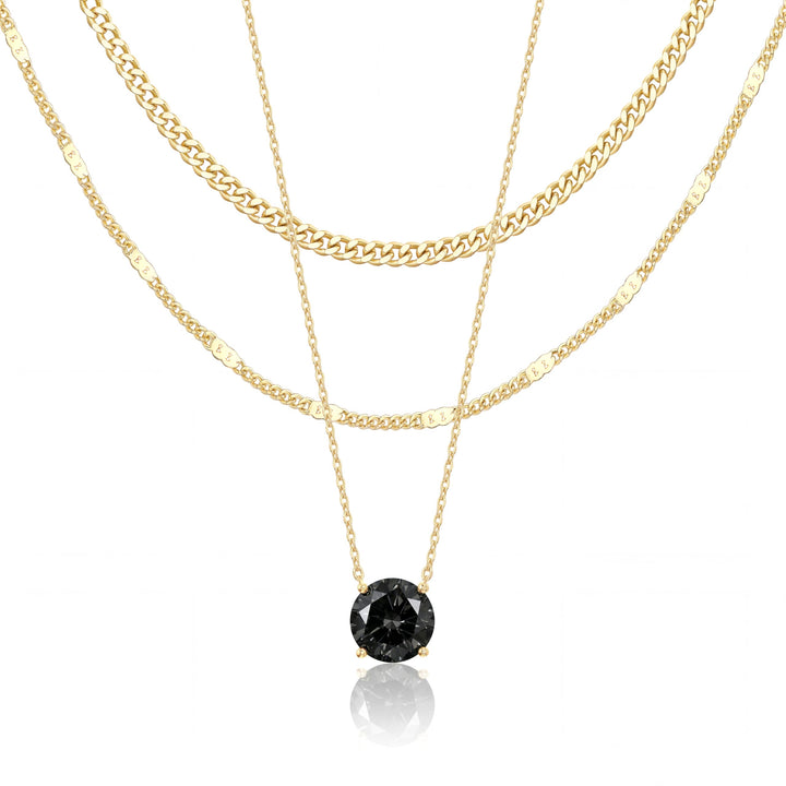 WomenGifts Layered Gold Necklaces for Women, 14K Gold Sterling Silver Plated Dainty Pendant Necklace Set Non Tarnish, Chunky Stackable Cuban Chain Choker, Trendy Personalized Birthstone Jewelry Gift for Mom