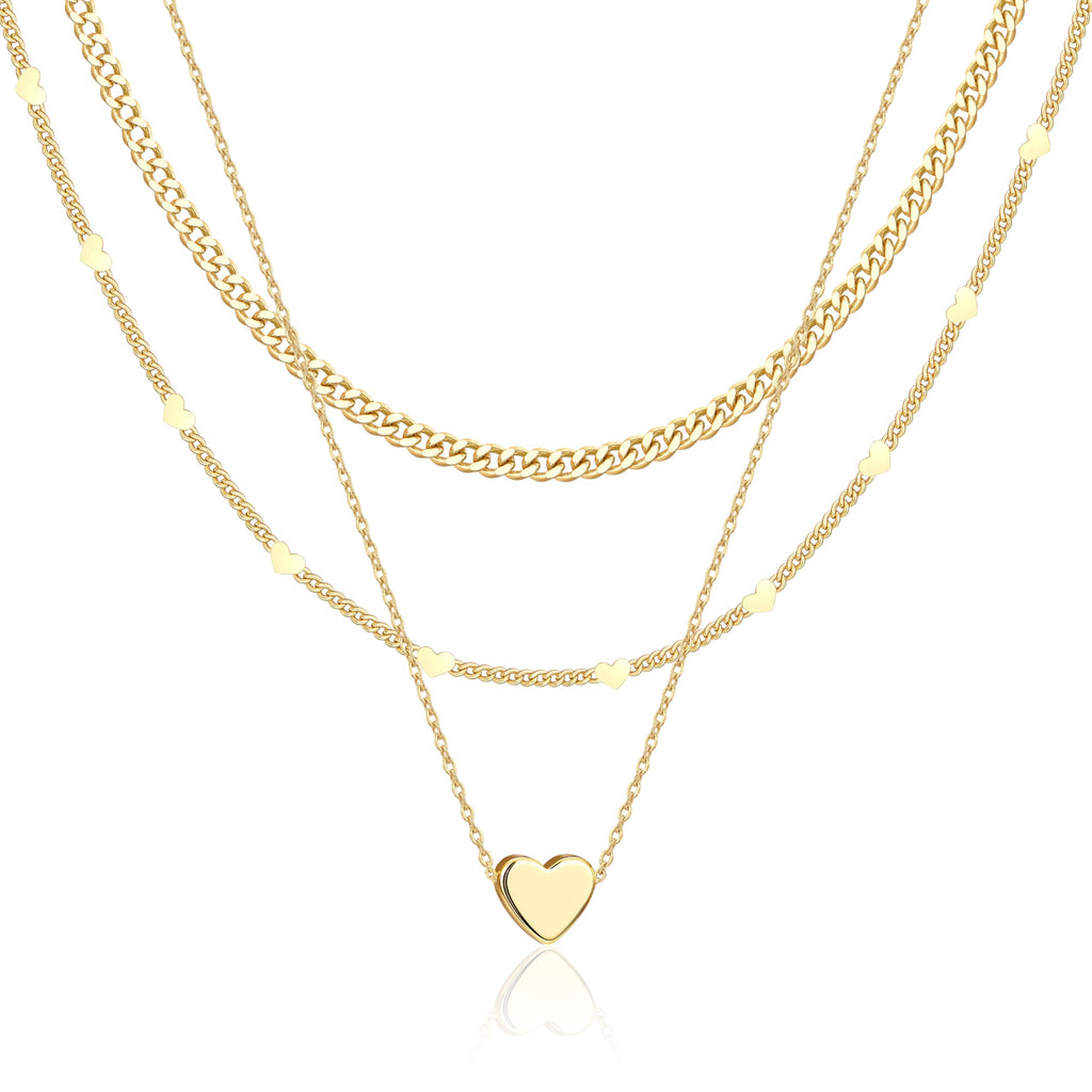 Lot de colliers en plaqué or 14 carats – Bijoux à pendentifs superposables qui ne ternissent pas