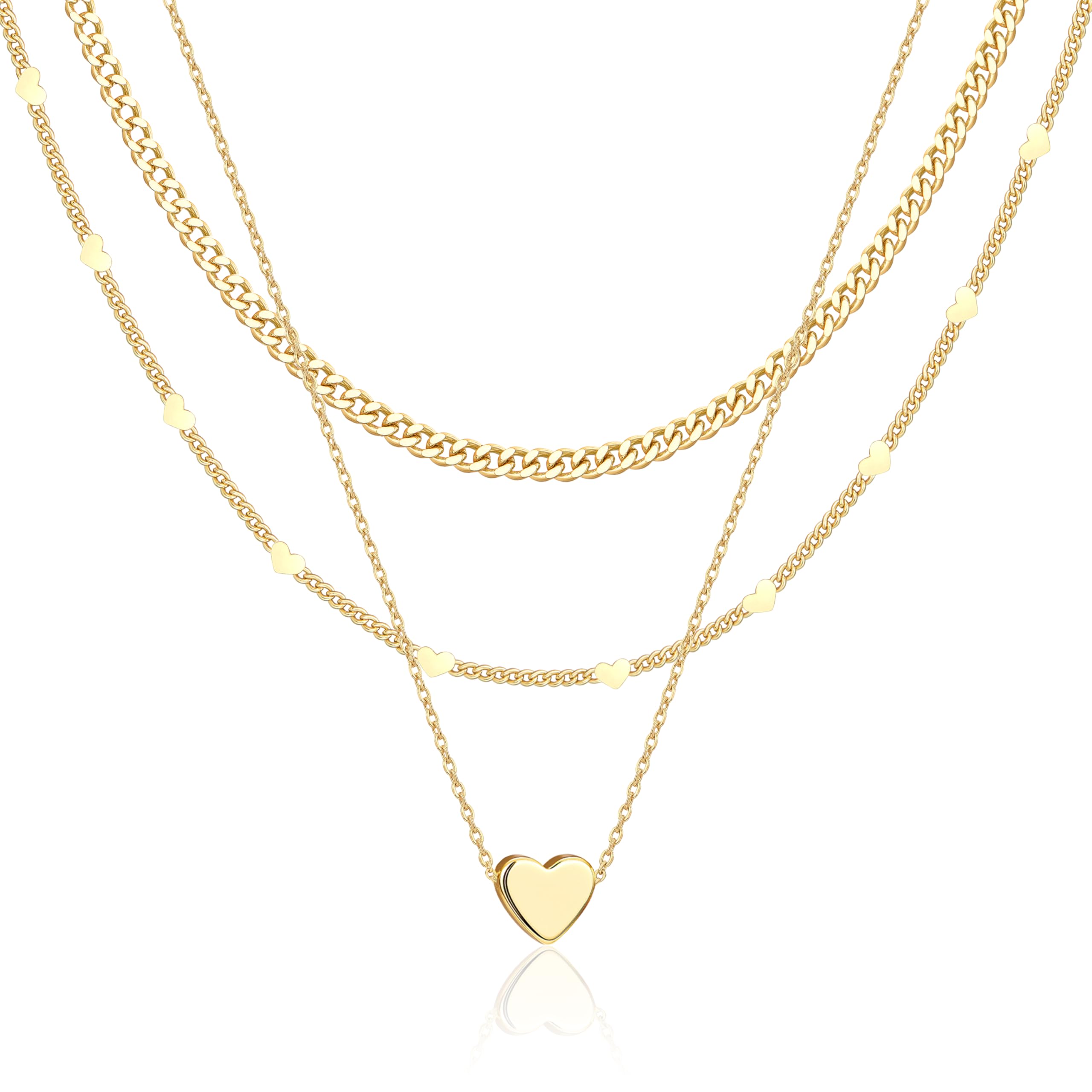 Lot de colliers en plaqué or 14 carats – Bijoux à pendentifs superposables qui ne ternissent pas