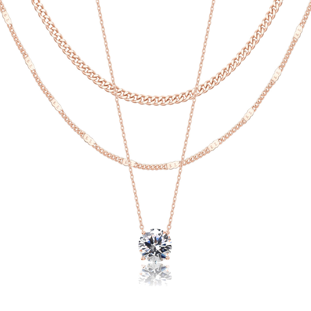 WomenGifts Layered Gold Necklaces for Women, 14K Gold Sterling Silver Plated Dainty Pendant Necklace Set Non Tarnish, Chunky Stackable Cuban Chain Choker, Trendy Personalized Birthstone Jewelry Gift for Mom