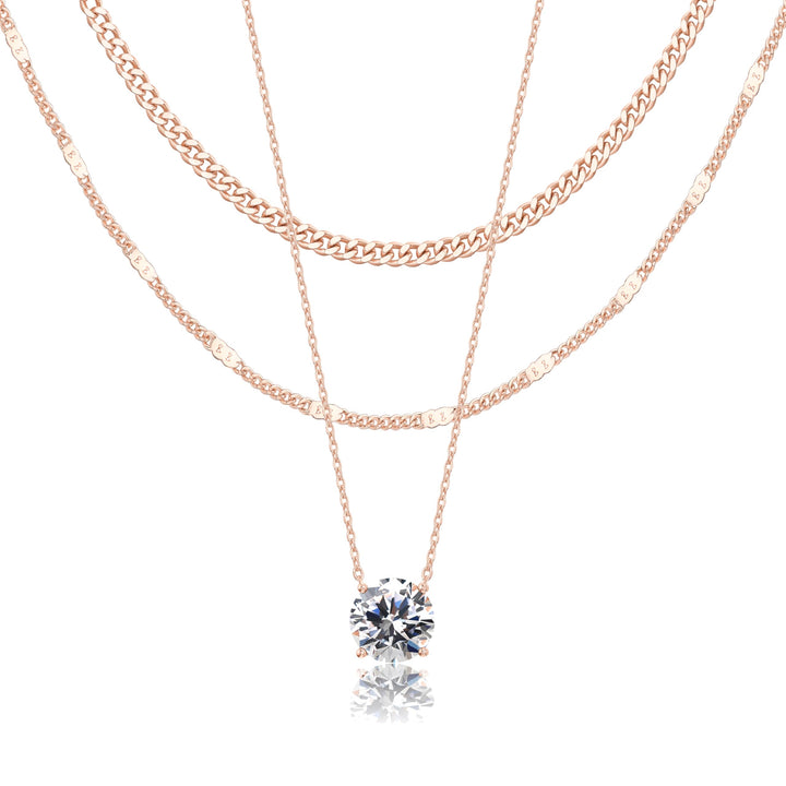WomenGifts Layered Gold Necklaces for Women, 14K Gold Sterling Silver Plated Dainty Pendant Necklace Set Non Tarnish, Chunky Stackable Cuban Chain Choker, Trendy Personalized Birthstone Jewelry Gift for Mom