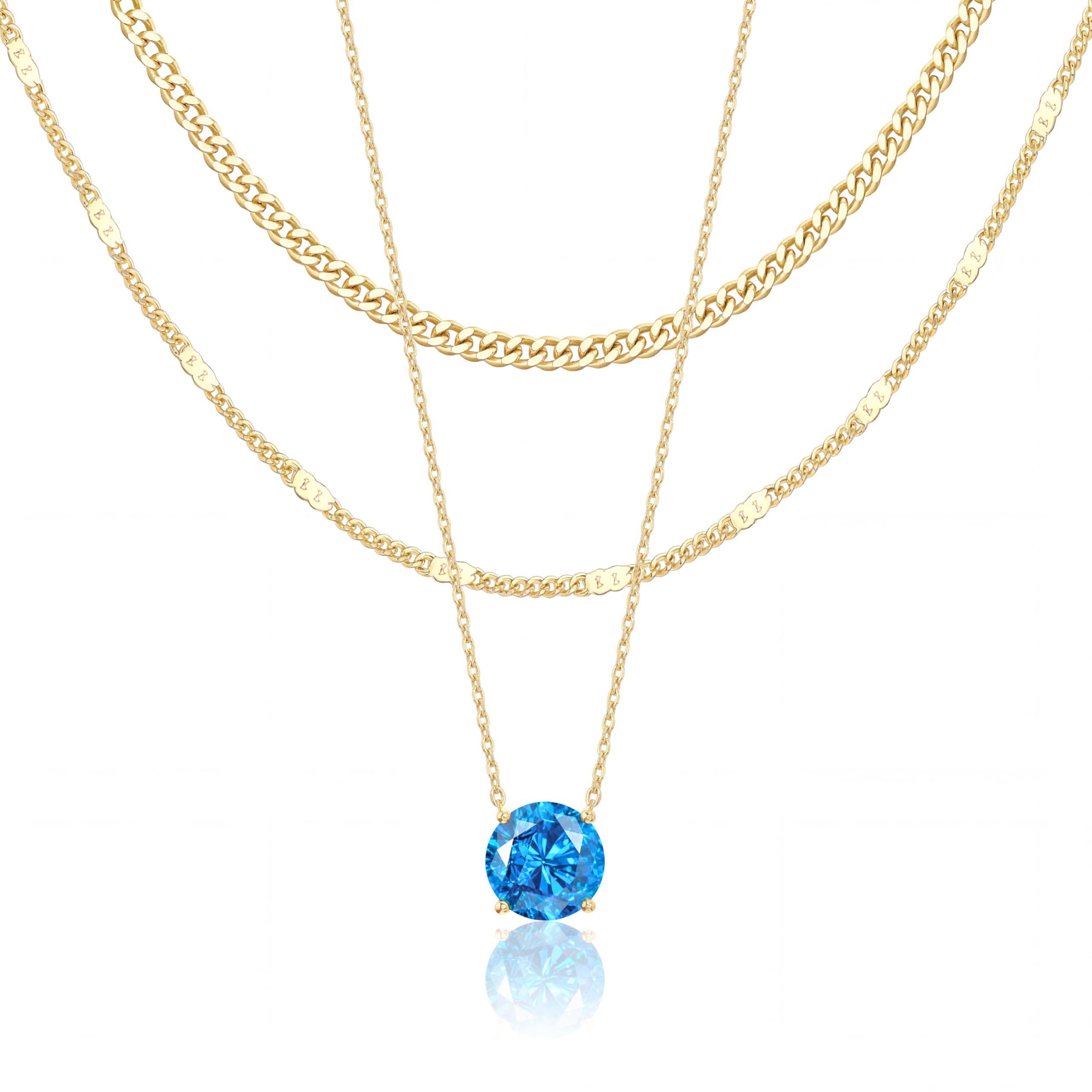 Lot de colliers en plaqué or 14 carats – Bijoux à pendentifs superposables qui ne ternissent pas