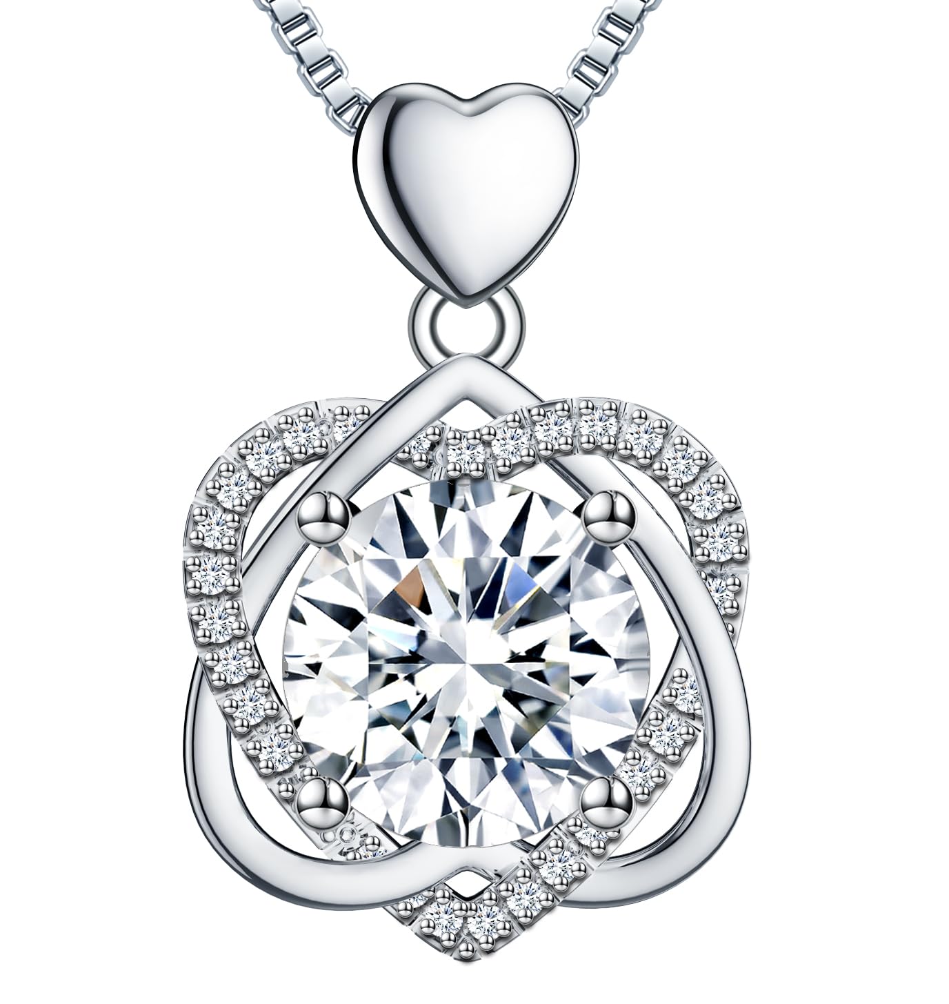 InfinityLove Heart Necklaces for Women - Moissanite Jewelry