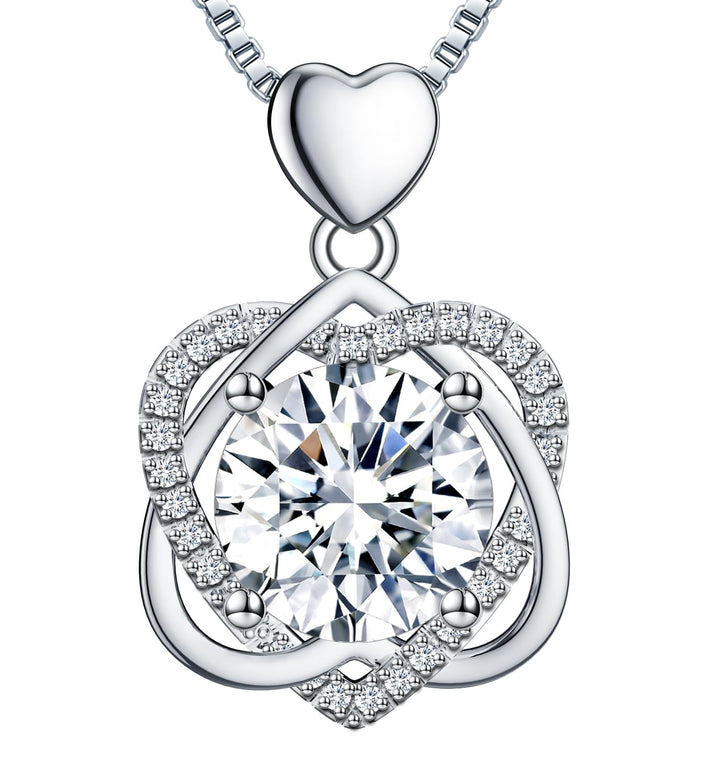 InfinityLove Heart Necklaces for Women, 5-3 Carats Moissanite, Sterling Silver Pendant Jewelry, Anniversary Birthday Gifts for Wife, Girlfriend, Daughter, Mom