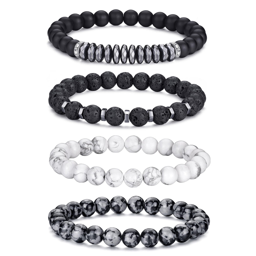 RANKEEF Tiger Eye Bracelet For Men featuring black matte agate and natural tiger eye stone beads.