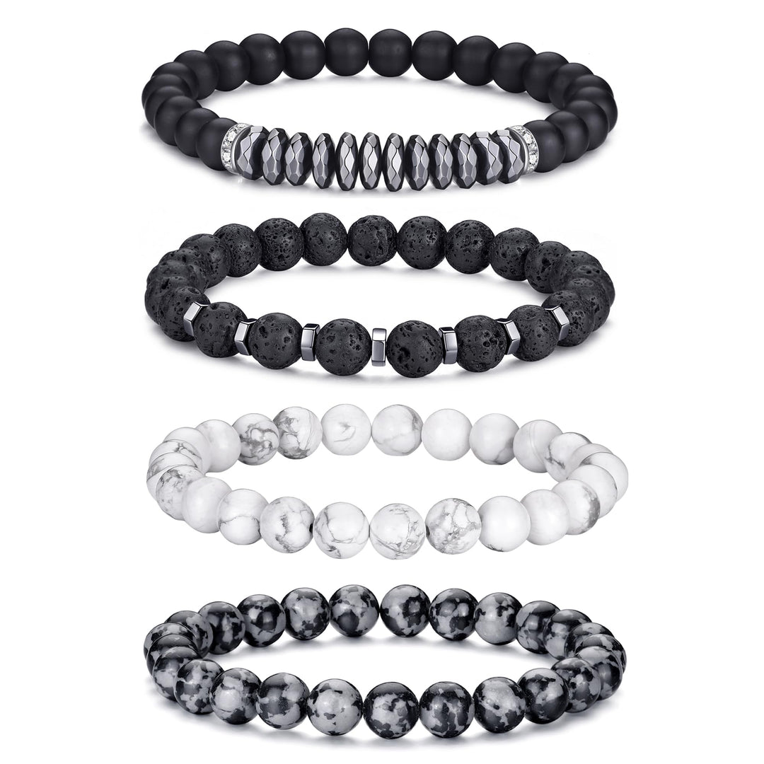 RANKEEF Tiger Eye Bracelet For Men featuring black matte agate and natural tiger eye stone beads.