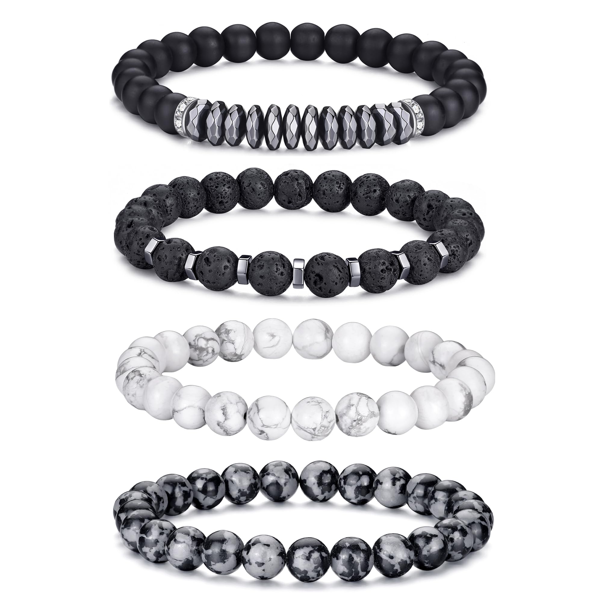 RANKEEF Tiger Eye Bracelet For Men featuring black matte agate and natural tiger eye stone beads.