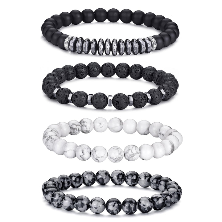 RANKEEF Tiger Eye Bracelet For Men featuring black matte agate and natural tiger eye stone beads.