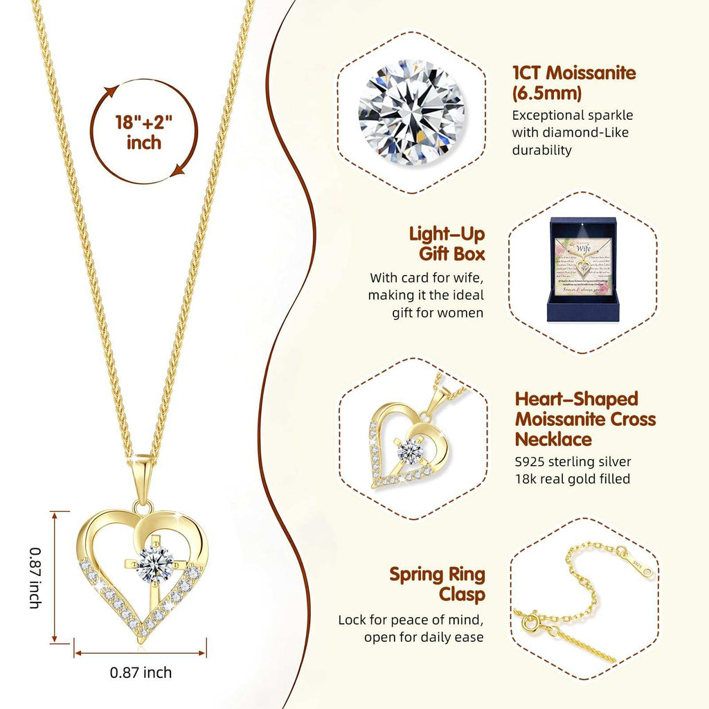 Moissanite Cross Necklace for Women in Light-Up Gift Box