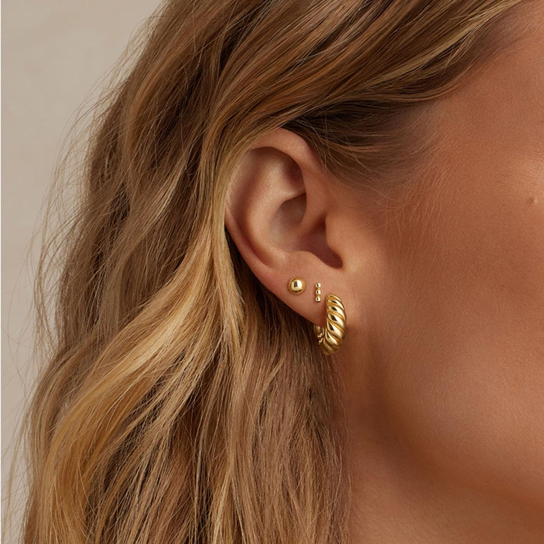 Freekiss 3 Pairs Gold Hoop Earrings Set: Dainty Stud Earrings Trendy Small 14K Gold Plated Hypoallergenic Dangle Cartilage Huggie Hoop Earrings for Women Gold Jewelry for Women Gifts