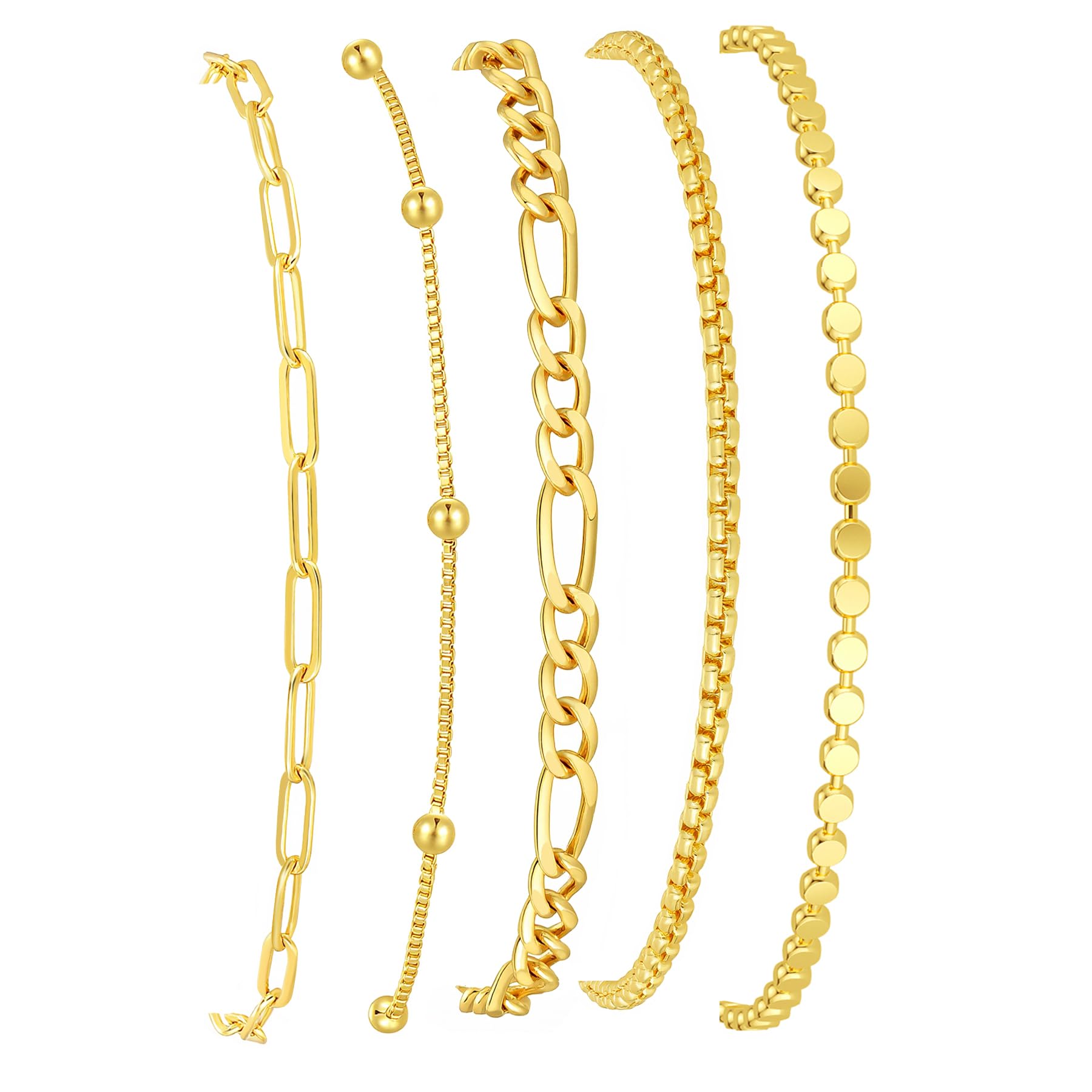 Lot de bracelets empilables plaqués or 14 carats – Bijoux superposés résistants à l'eau