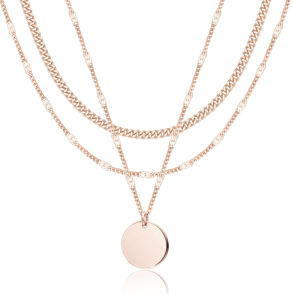 Lot de colliers en plaqué or 14 carats – Bijoux à pendentifs superposables qui ne ternissent pas
