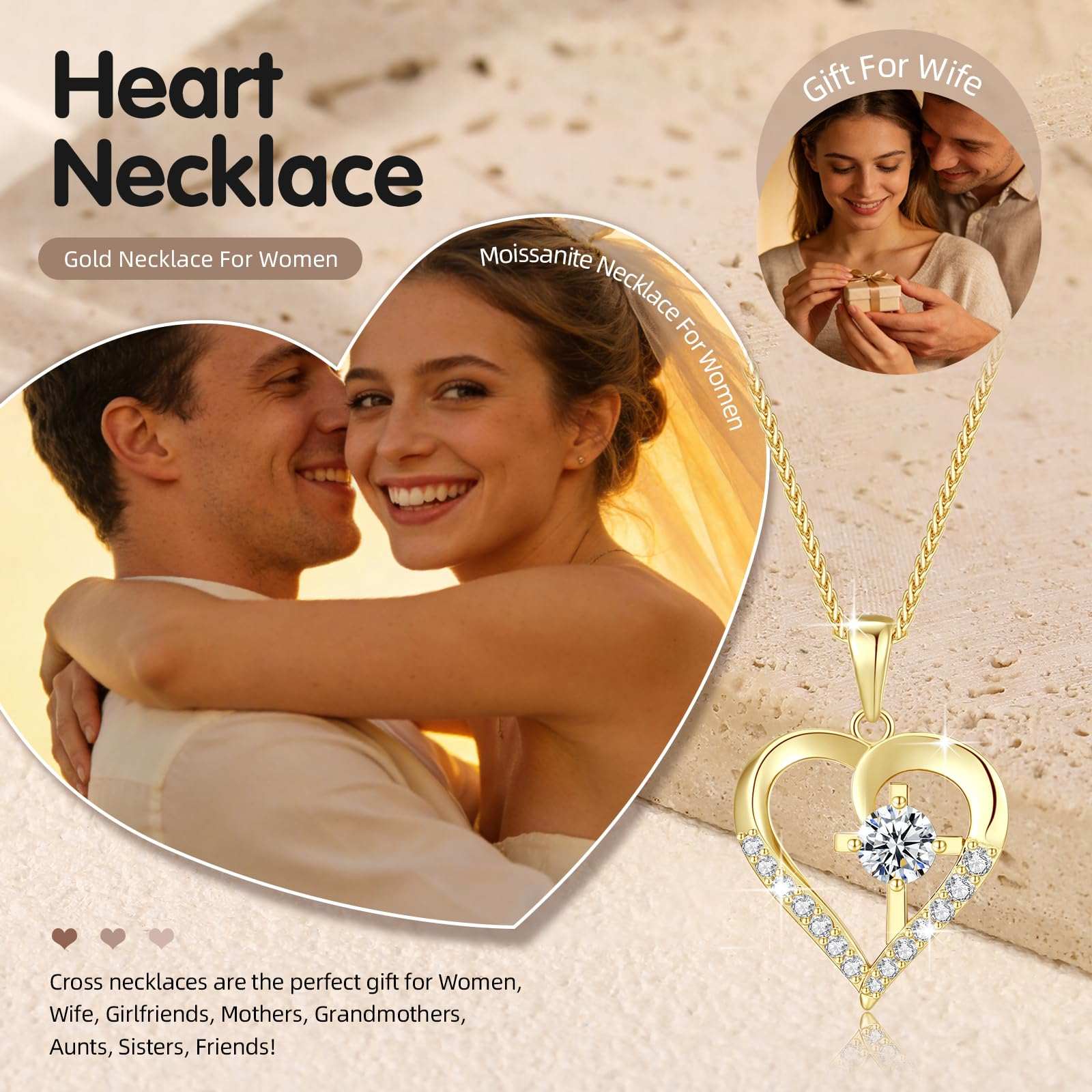 Moissanite Cross Necklace for Women in Light-Up Gift Box