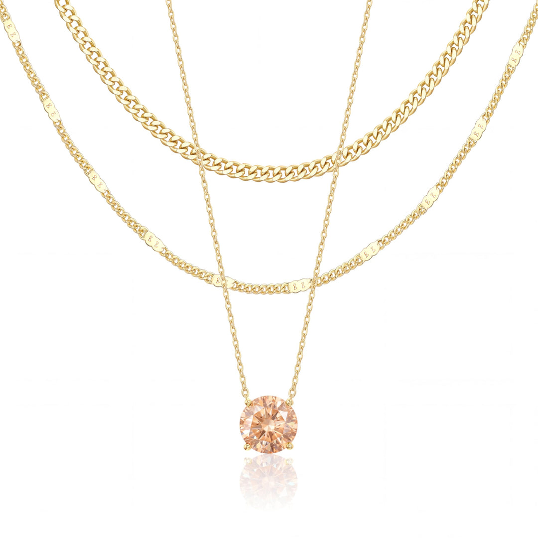 WomenGifts Layered Gold Necklaces for Women, 14K Gold Sterling Silver Plated Dainty Pendant Necklace Set Non Tarnish, Chunky Stackable Cuban Chain Choker, Trendy Personalized Birthstone Jewelry Gift for Mom