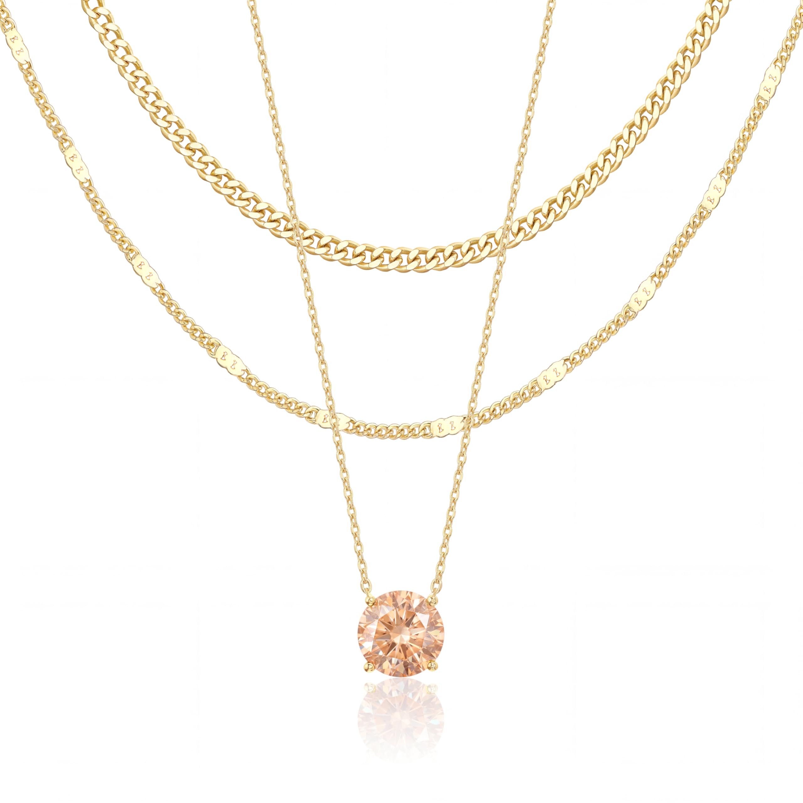 Lot de colliers en plaqué or 14 carats – Bijoux à pendentifs superposables qui ne ternissent pas