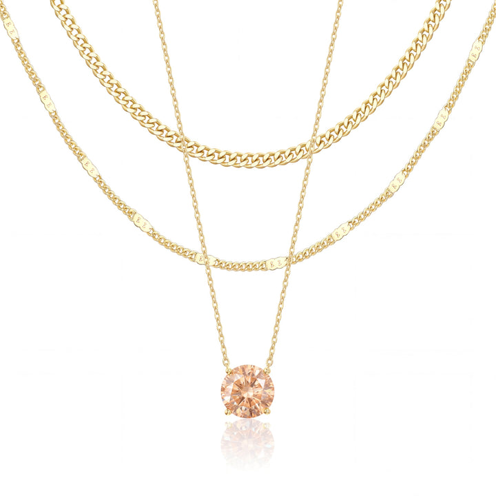WomenGifts Layered Gold Necklaces for Women, 14K Gold Sterling Silver Plated Dainty Pendant Necklace Set Non Tarnish, Chunky Stackable Cuban Chain Choker, Trendy Personalized Birthstone Jewelry Gift for Mom