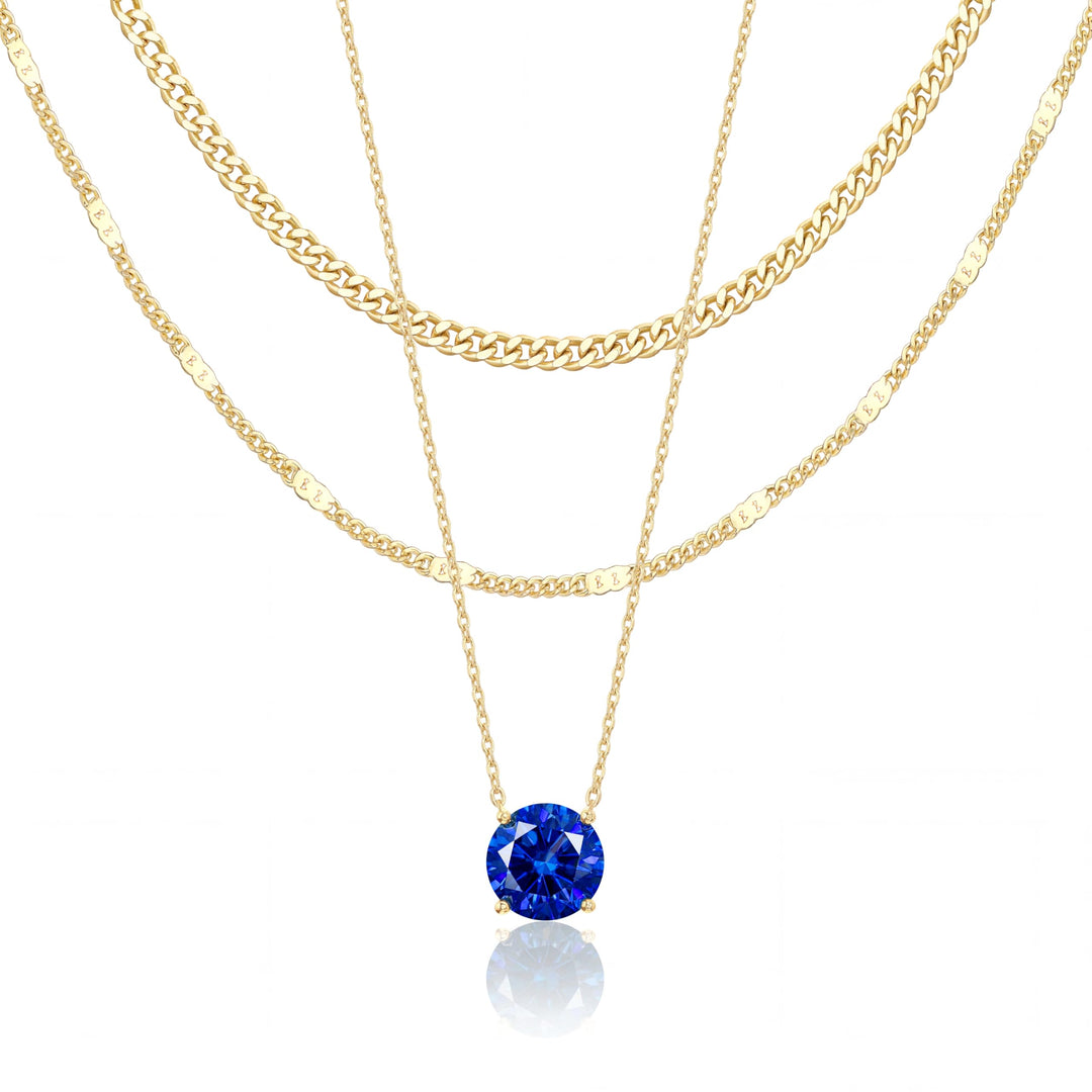 WomenGifts Layered Gold Necklaces for Women, 14K Gold Sterling Silver Plated Dainty Pendant Necklace Set Non Tarnish, Chunky Stackable Cuban Chain Choker, Trendy Personalized Birthstone Jewelry Gift for Mom