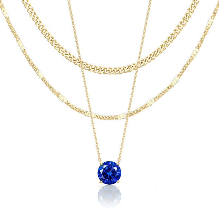 WomenGifts Layered Gold Necklaces for Women, 14K Gold Sterling Silver Plated Dainty Pendant Necklace Set Non Tarnish, Chunky Stackable Cuban Chain Choker, Trendy Personalized Birthstone Jewelry Gift for Mom