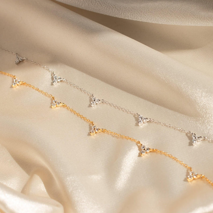CUEZIY Mothers Day Gifts - Dainty Silver Gold Necklaces for Women Cute Station Choker Simulated Diamond Necklace Simple Layering CZ Necklace Trendy Jewelry Gifts