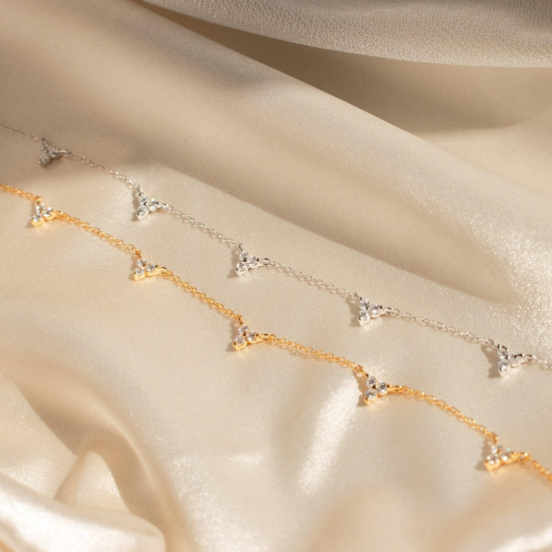 CUEZIY Dainty Silver Gold Necklaces for Women Cute Station Choker Simulated Diamond Necklace Simple Layering CZ Necklace Trendy Jewelry Gifts