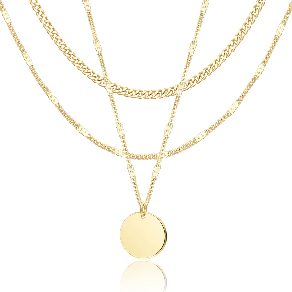 Lot de colliers en plaqué or 14 carats – Bijoux à pendentifs superposables qui ne ternissent pas