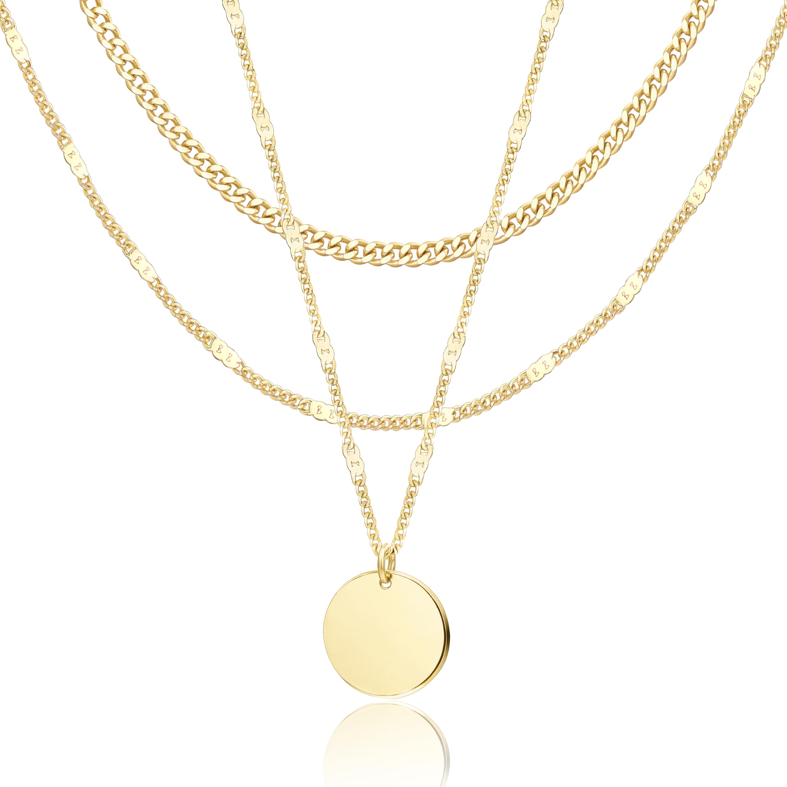 Lot de colliers en plaqué or 14 carats – Bijoux à pendentifs superposables qui ne ternissent pas