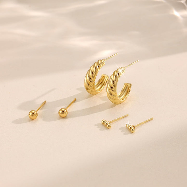 Freekiss 3 Pairs Gold Hoop Earrings Set: Dainty Stud Earrings Trendy Small 14K Gold Plated Hypoallergenic Dangle Cartilage Huggie Hoop Earrings for Women Gold Jewelry for Women Gifts