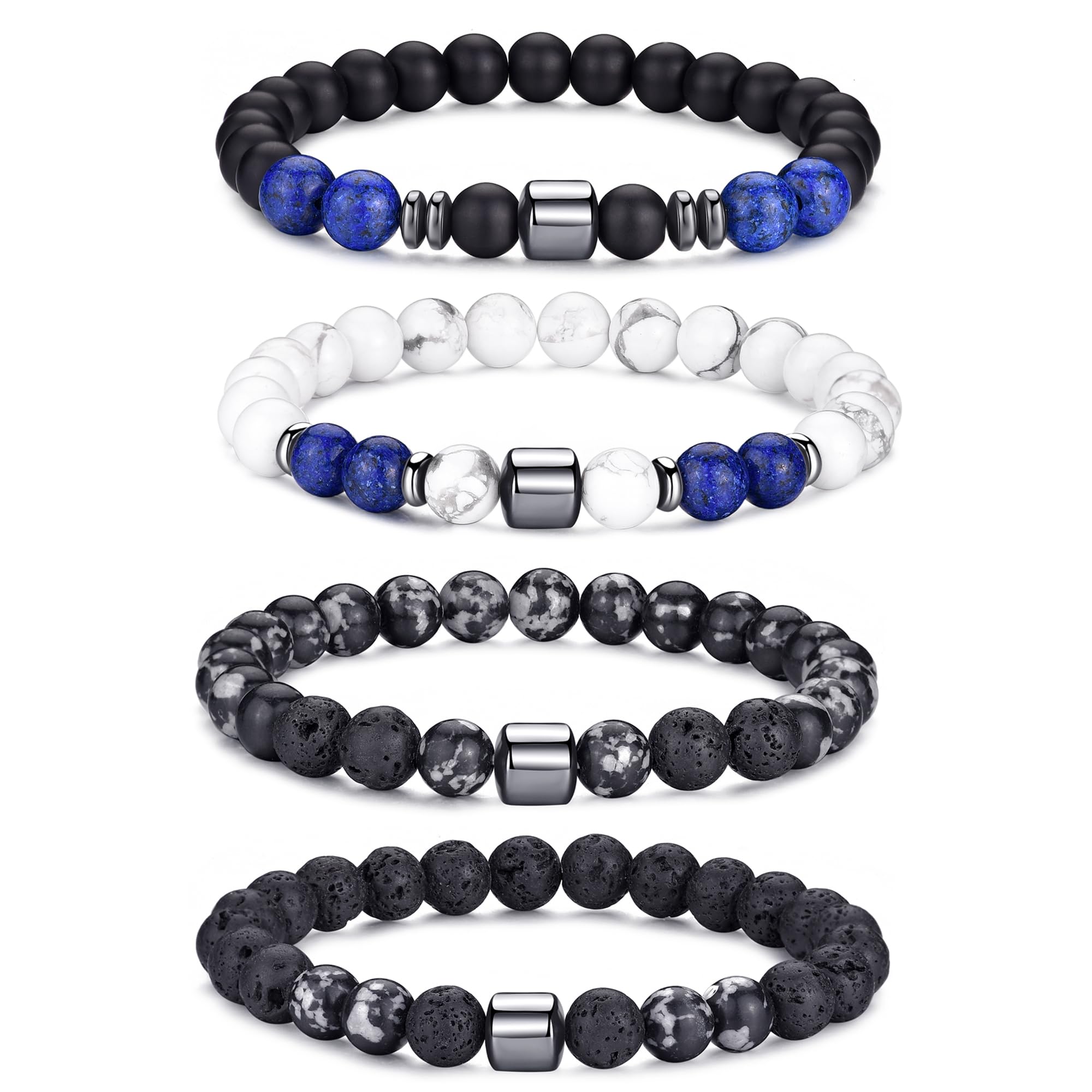 RANKEEF Tiger Eye Bracelet For Men featuring multiple styles of natural stone bead bracelets.