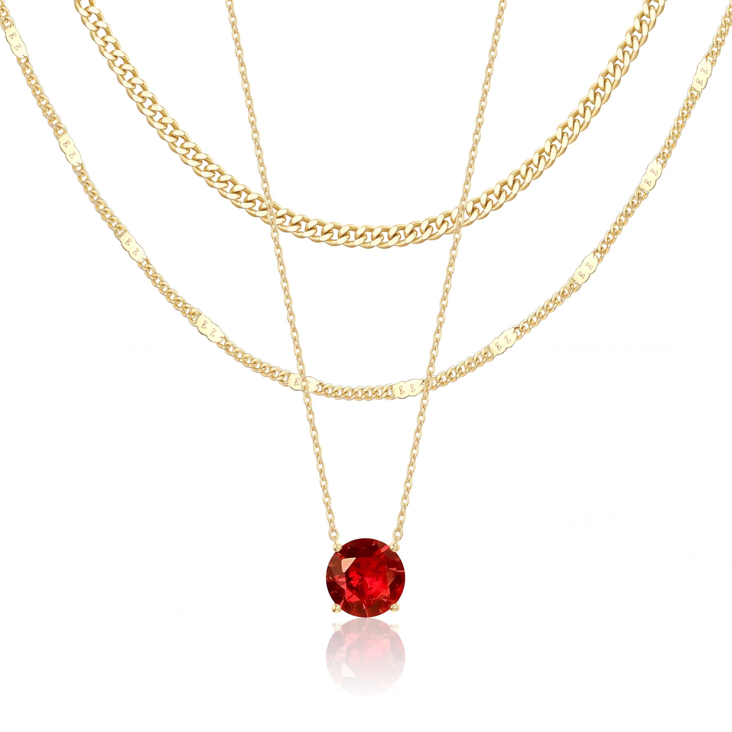 Lot de colliers en plaqué or 14 carats – Bijoux à pendentifs superposables qui ne ternissent pas