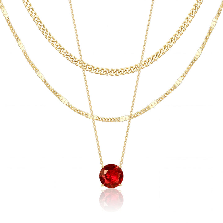 WomenGifts Layered Gold Necklaces for Women, 14K Gold Sterling Silver Plated Dainty Pendant Necklace Set Non Tarnish, Chunky Stackable Cuban Chain Choker, Trendy Personalized Birthstone Jewelry Gift for Mom