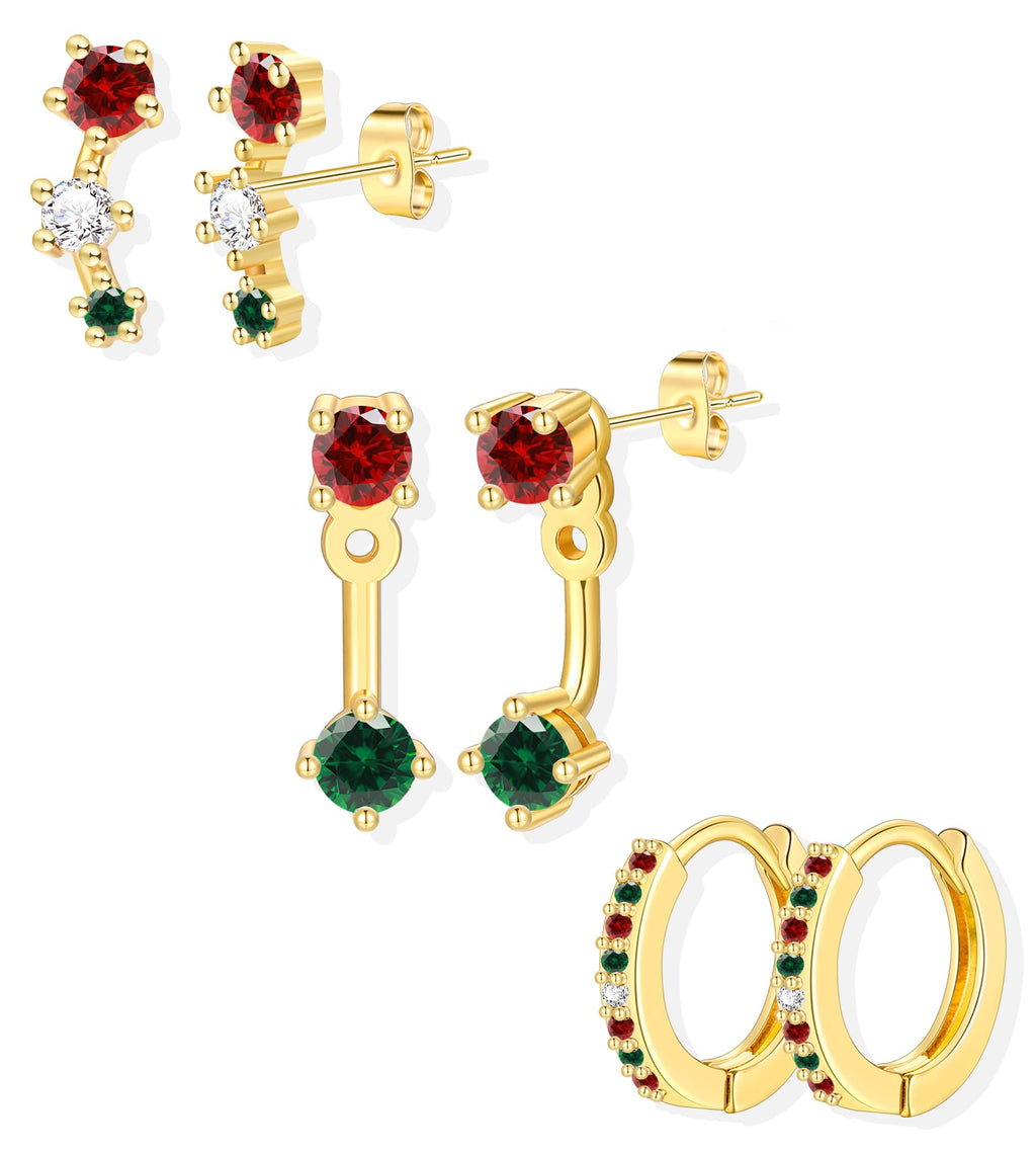 6 Pairs 14K Gold Plated Stud Earrings for Women