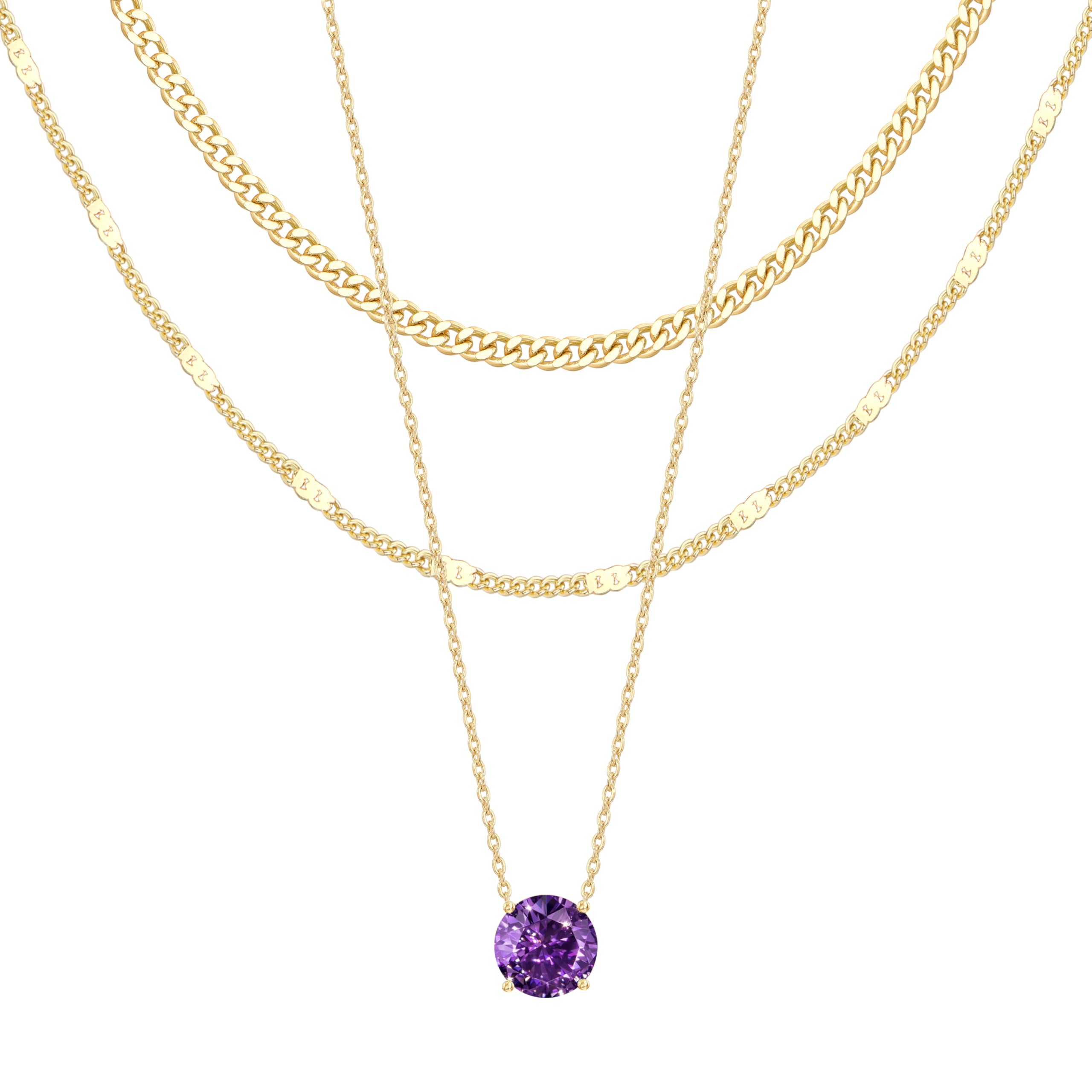 Lot de colliers en plaqué or 14 carats – Bijoux à pendentifs superposables qui ne ternissent pas