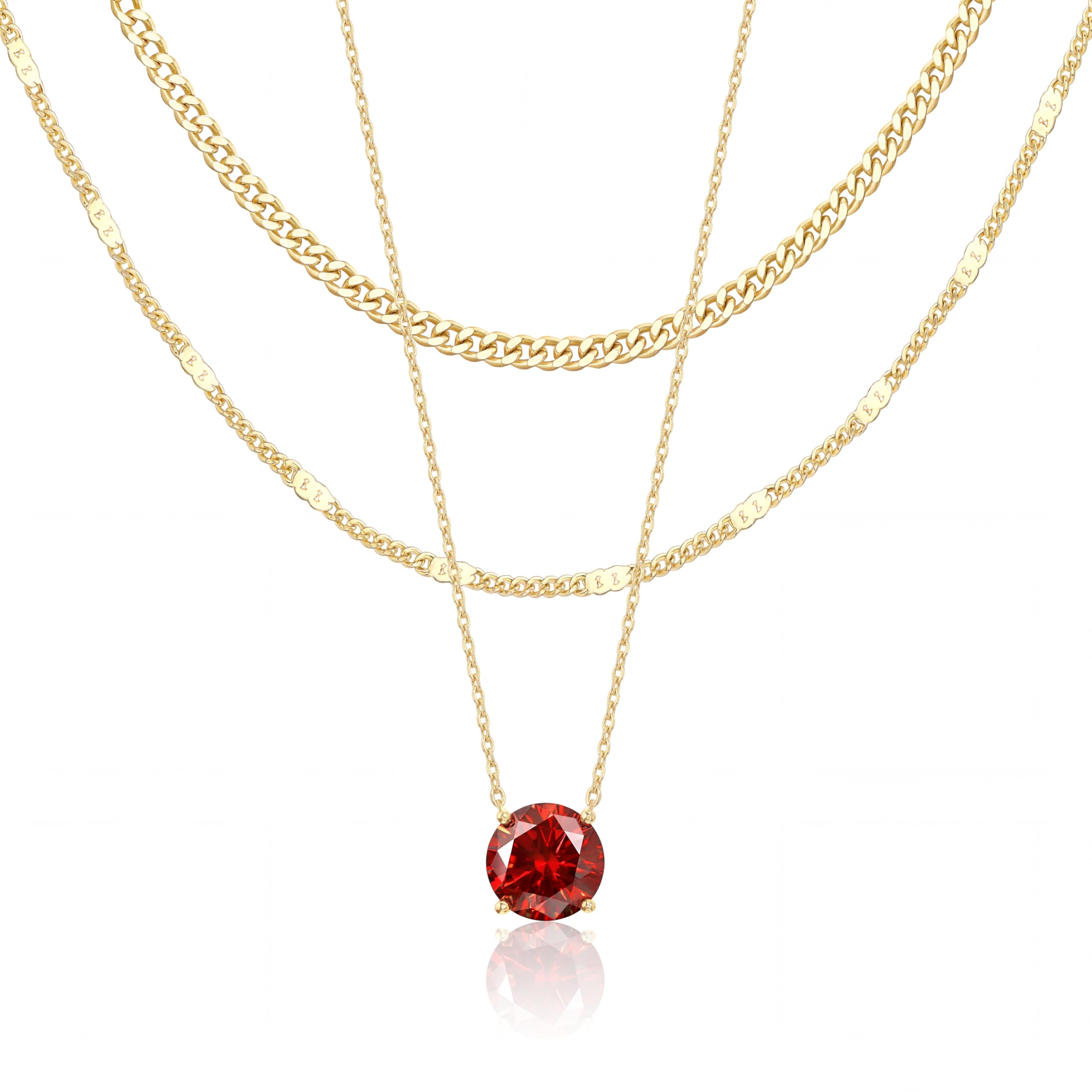 Lot de colliers en plaqué or 14 carats – Bijoux à pendentifs superposables qui ne ternissent pas