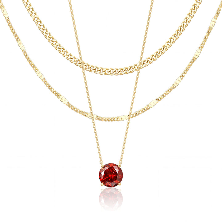 WomenGifts Layered Gold Necklaces for Women, 14K Gold Sterling Silver Plated Dainty Pendant Necklace Set Non Tarnish, Chunky Stackable Cuban Chain Choker, Trendy Personalized Birthstone Jewelry Gift for Mom
