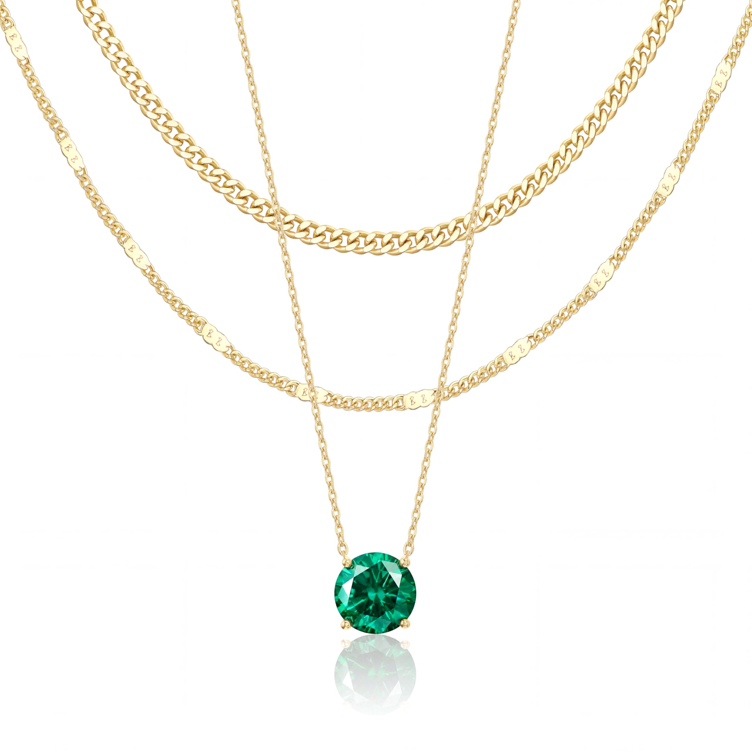 Lot de colliers en plaqué or 14 carats – Bijoux à pendentifs superposables qui ne ternissent pas