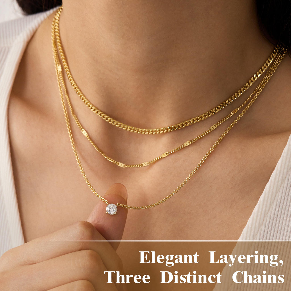 Lot de colliers en plaqué or 14 carats – Bijoux à pendentifs superposables qui ne ternissent pas