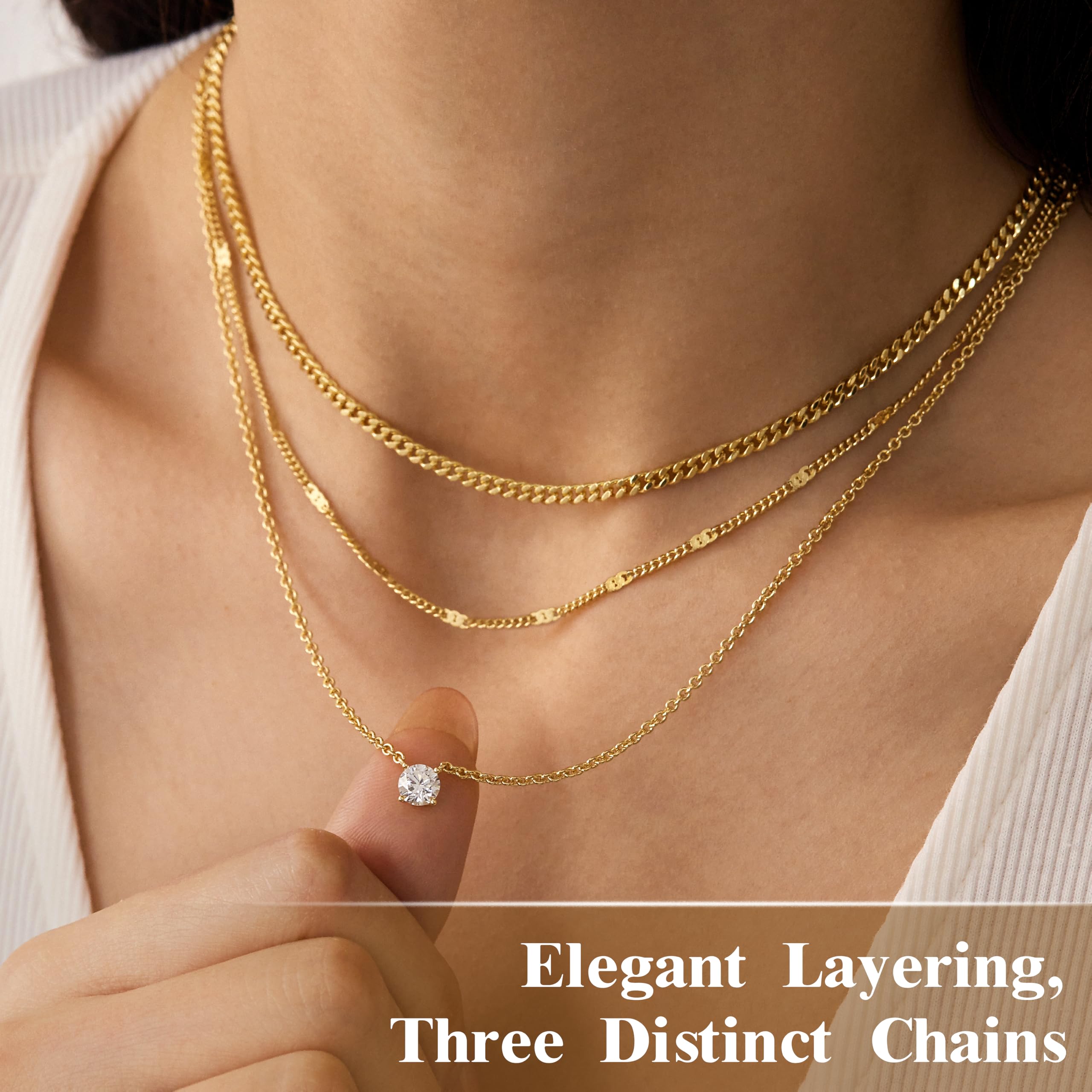 Lot de colliers en plaqué or 14 carats – Bijoux à pendentifs superposables qui ne ternissent pas
