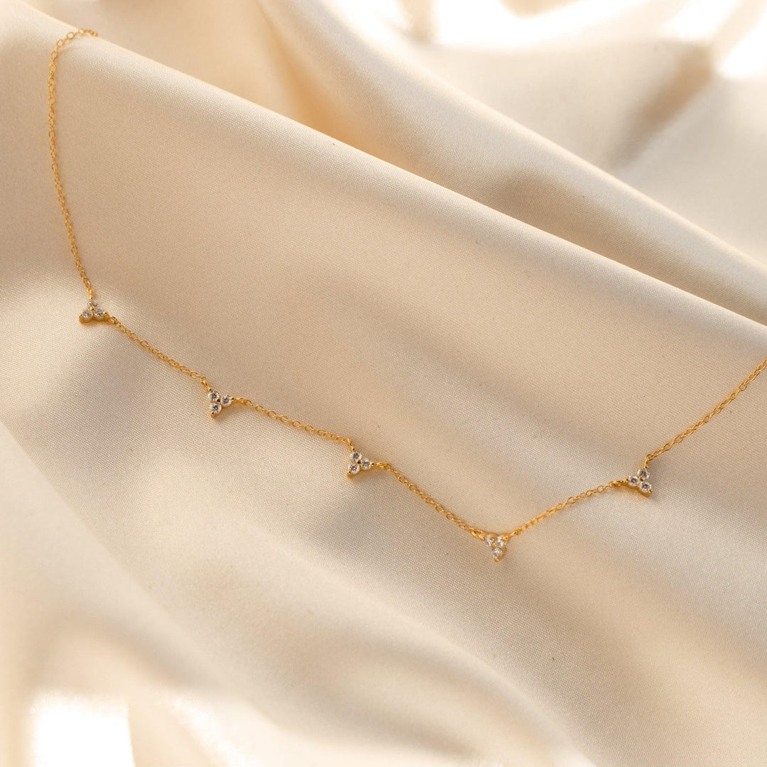 CUEZIY Mothers Day Gifts - Dainty Silver Gold Necklaces for Women Cute Station Choker Simulated Diamond Necklace Simple Layering CZ Necklace Trendy Jewelry Gifts
