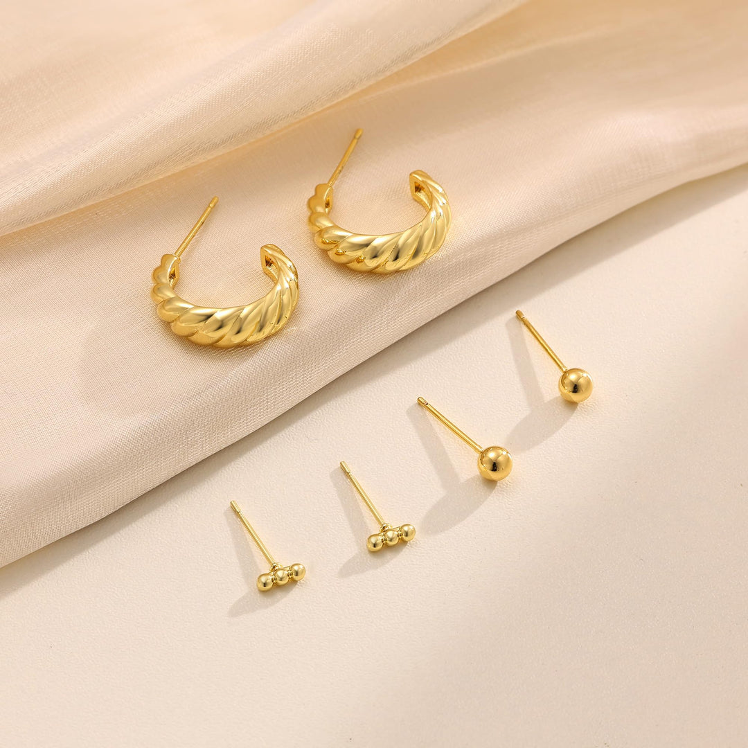 Freekiss 3 Pairs Gold Hoop Earrings Set: Dainty Stud Earrings Trendy Small 14K Gold Plated Hypoallergenic Dangle Cartilage Huggie Hoop Earrings for Women Gold Jewelry for Women Gifts