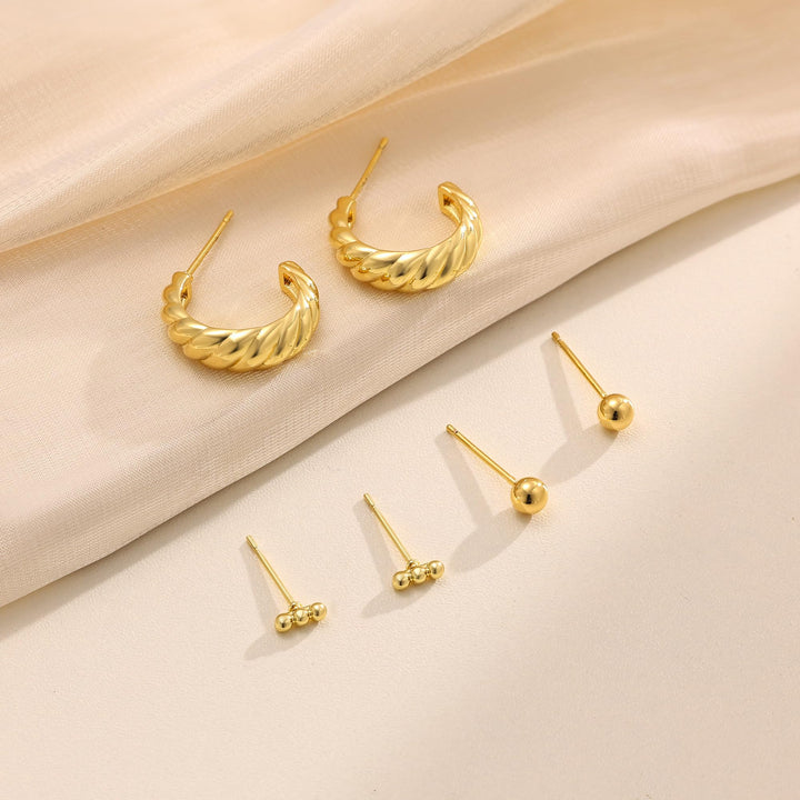 Freekiss 3 Pairs Gold Hoop Earrings Set: Dainty Stud Earrings Trendy Small 14K Gold Plated Hypoallergenic Dangle Cartilage Huggie Hoop Earrings for Women Gold Jewelry for Women Gifts